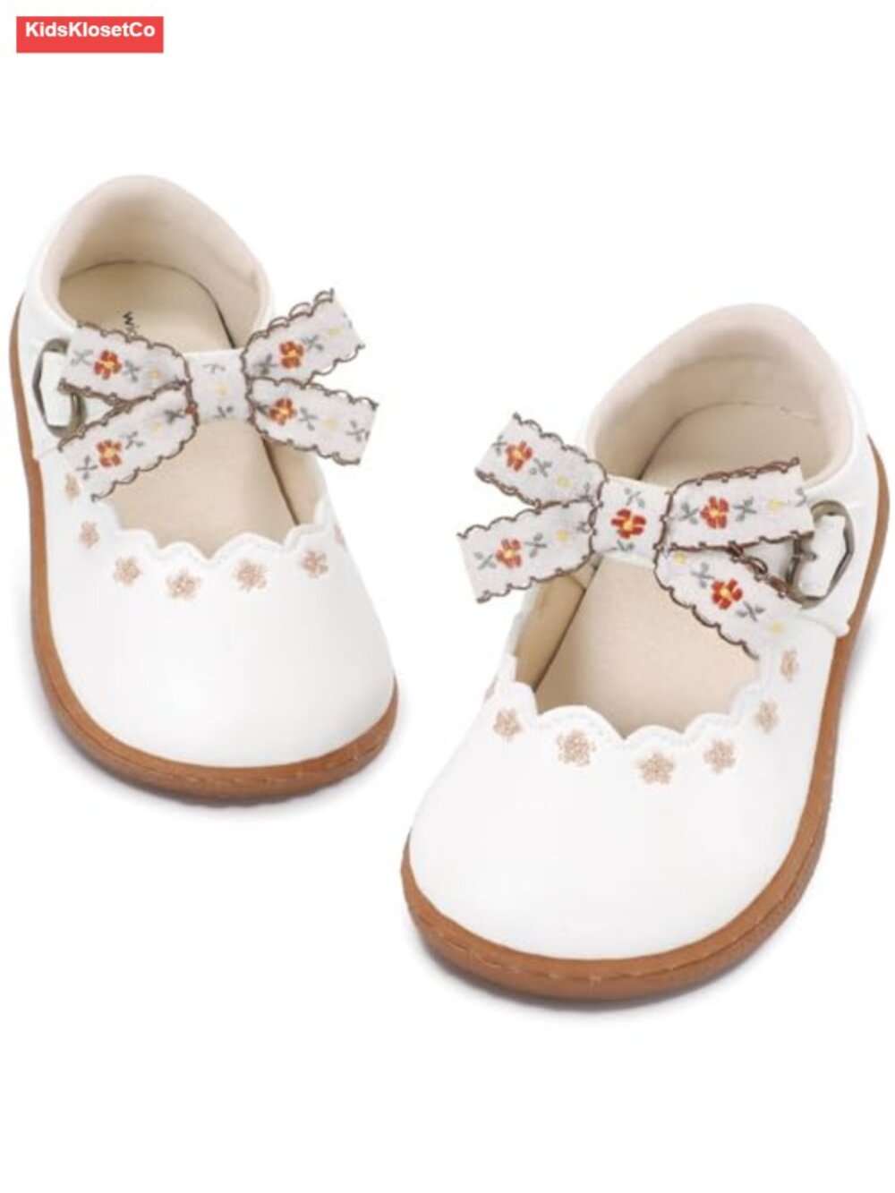 Toddler Girl Mary Jane Flats - Wide Toe Box, Hook-and-Loop, Non-Slip Dress Shoes